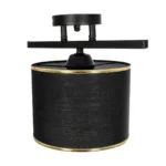 GloboStar® GLOWEN 201-0087 Vintage Φωτιστικό Οροφής Ράγα Μονόφωτο 1 x E27 IP20 Μαύρο Μέταλλο με Καφέ Υφάσμα - Μ28 x Π25 x Υ26cm - Image 5