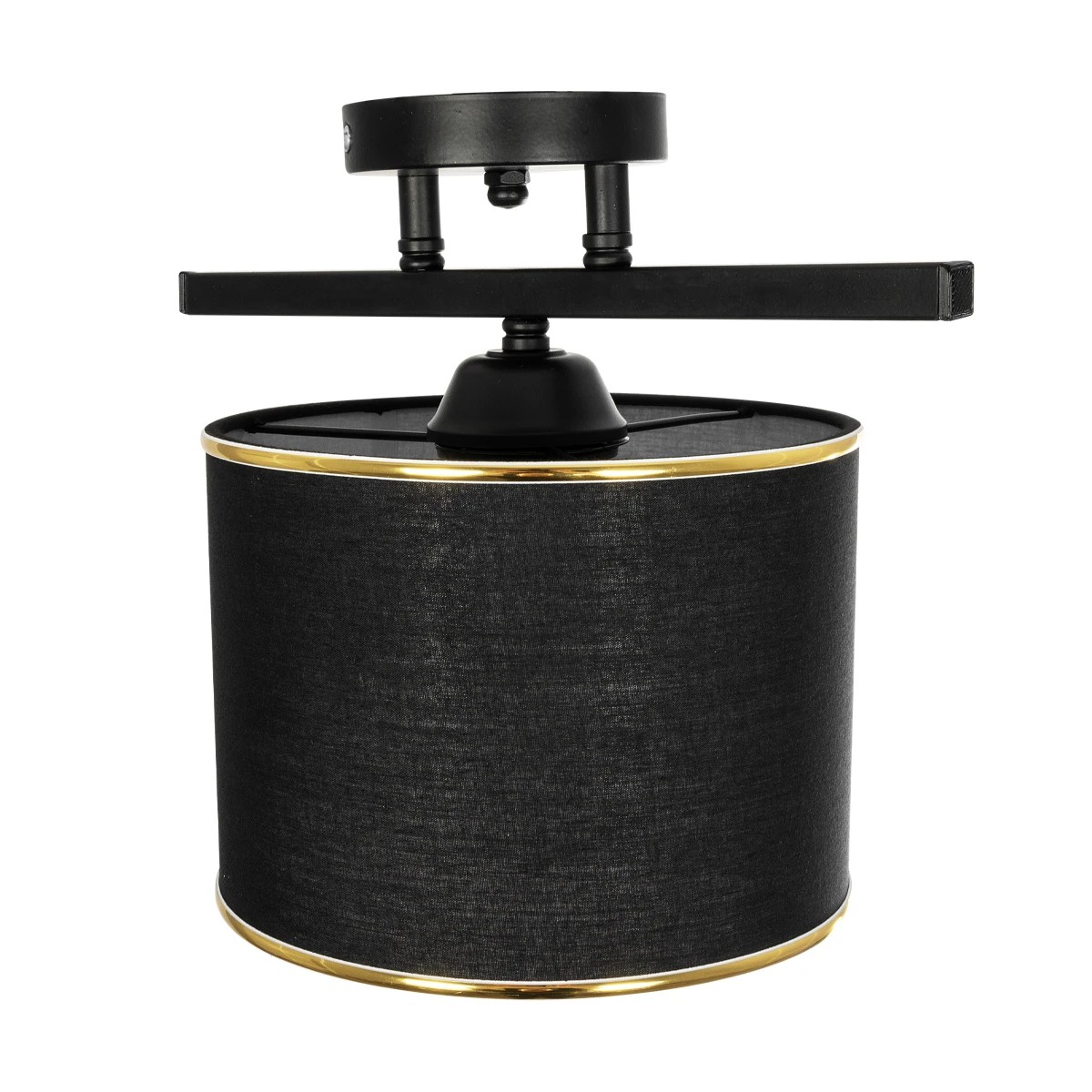 GloboStar® GLOWEN 201-0087 Vintage Φωτιστικό Οροφής Ράγα Μονόφωτο 1 x E27 IP20 Μαύρο Μέταλλο με Καφέ Υφάσμα - Μ28 x Π25 x Υ26cm - Image 5