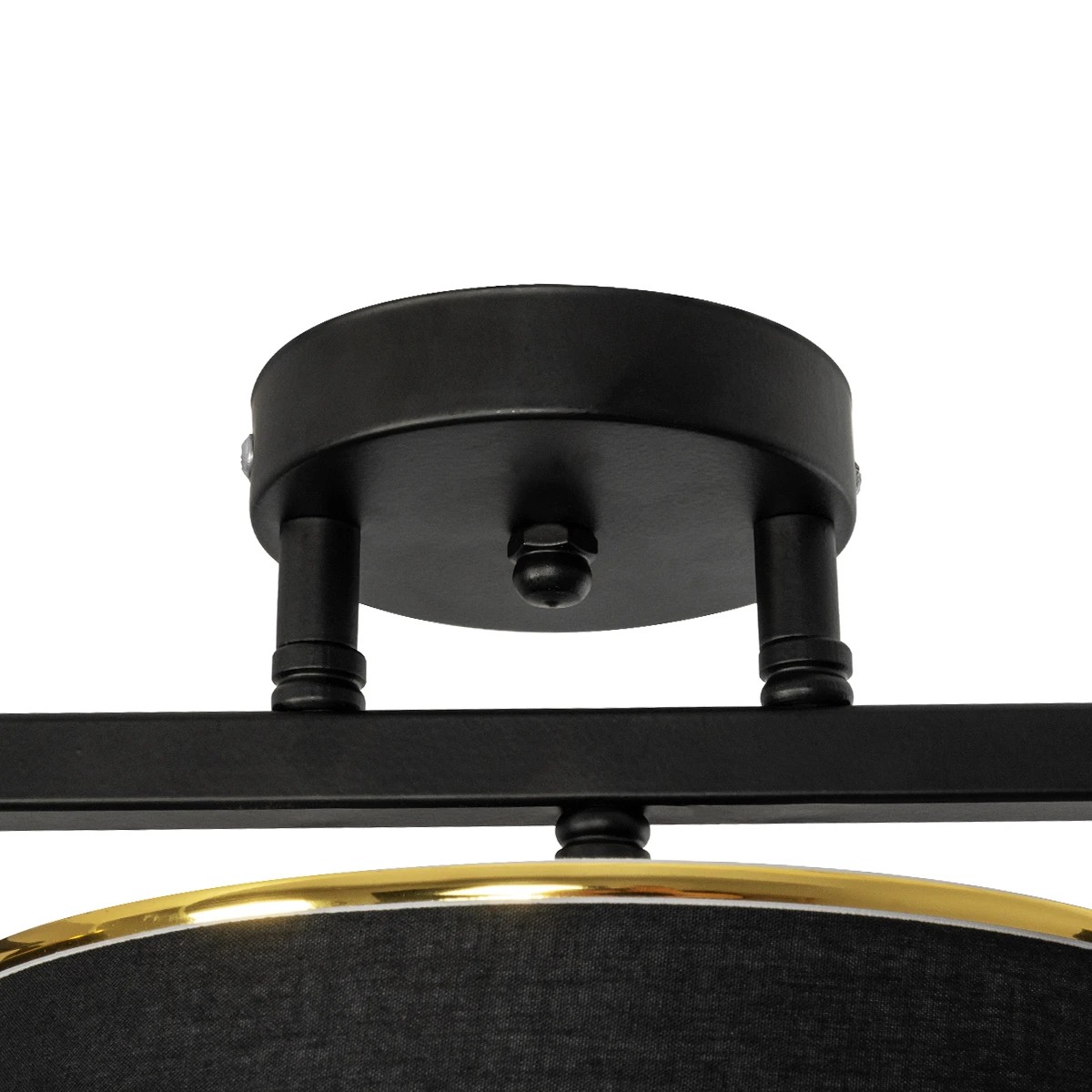 GloboStar® GLOWEN 201-0087 Vintage Φωτιστικό Οροφής Ράγα Μονόφωτο 1 x E27 IP20 Μαύρο Μέταλλο με Καφέ Υφάσμα - Μ28 x Π25 x Υ26cm - Image 7