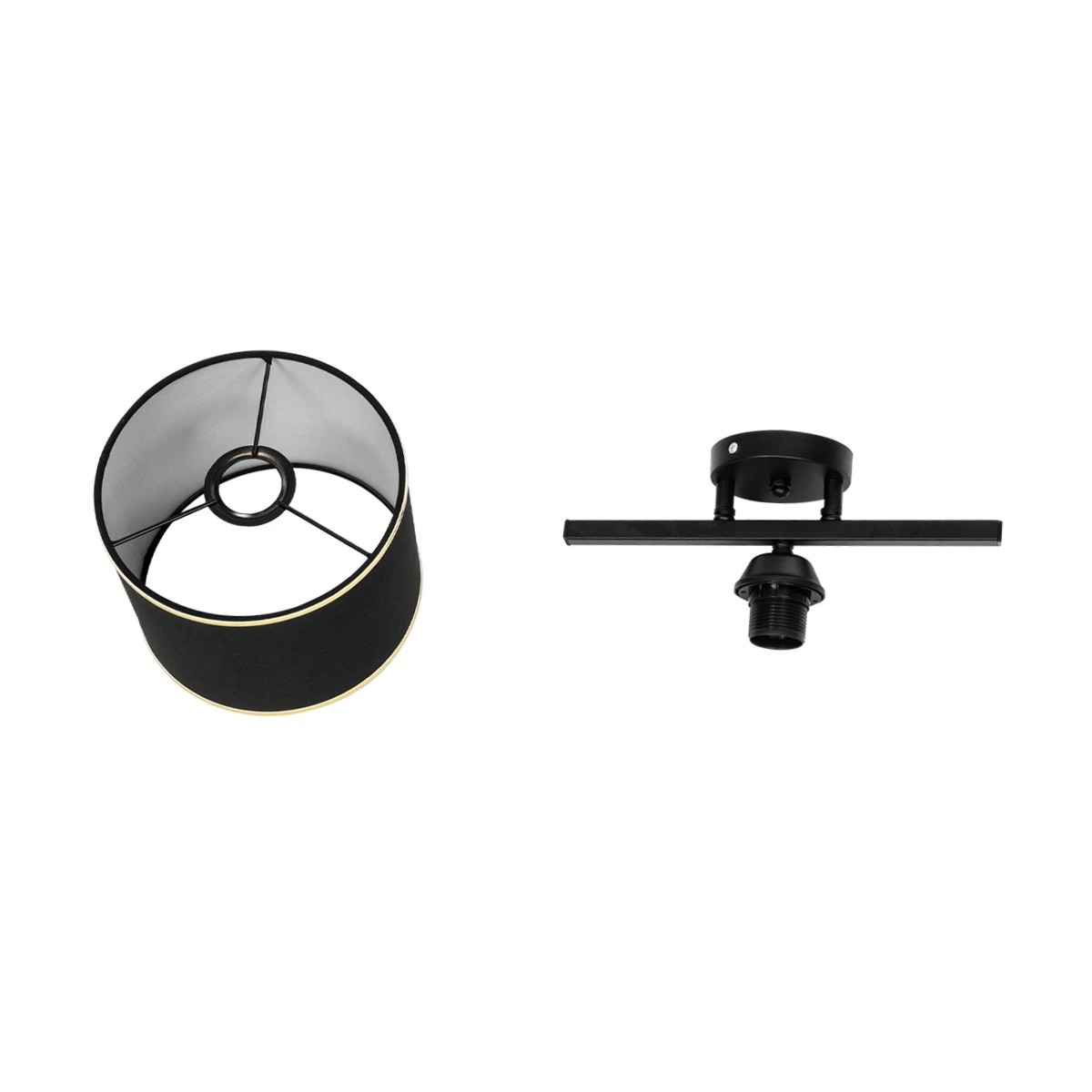 GloboStar® GLOWEN 201-0087 Vintage Φωτιστικό Οροφής Ράγα Μονόφωτο 1 x E27 IP20 Μαύρο Μέταλλο με Καφέ Υφάσμα - Μ28 x Π25 x Υ26cm - Image 8