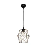 GloboStar® SOLON 201-0088 Vintage Κρεμαστό Φωτιστικό Πλέγμα Μονόφωτο 1 x E27 IP20 Μαύρο Μέταλλο -  Μ22 x Π22 x Υ86cm - Image 3