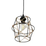 GloboStar® SOLON 201-0088 Vintage Κρεμαστό Φωτιστικό Πλέγμα Μονόφωτο 1 x E27 IP20 Μαύρο Μέταλλο -  Μ22 x Π22 x Υ86cm - Image 5