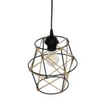 GloboStar® SOLON 201-0088 Vintage Κρεμαστό Φωτιστικό Πλέγμα Μονόφωτο 1 x E27 IP20 Μαύρο Μέταλλο -  Μ22 x Π22 x Υ86cm - Image 6