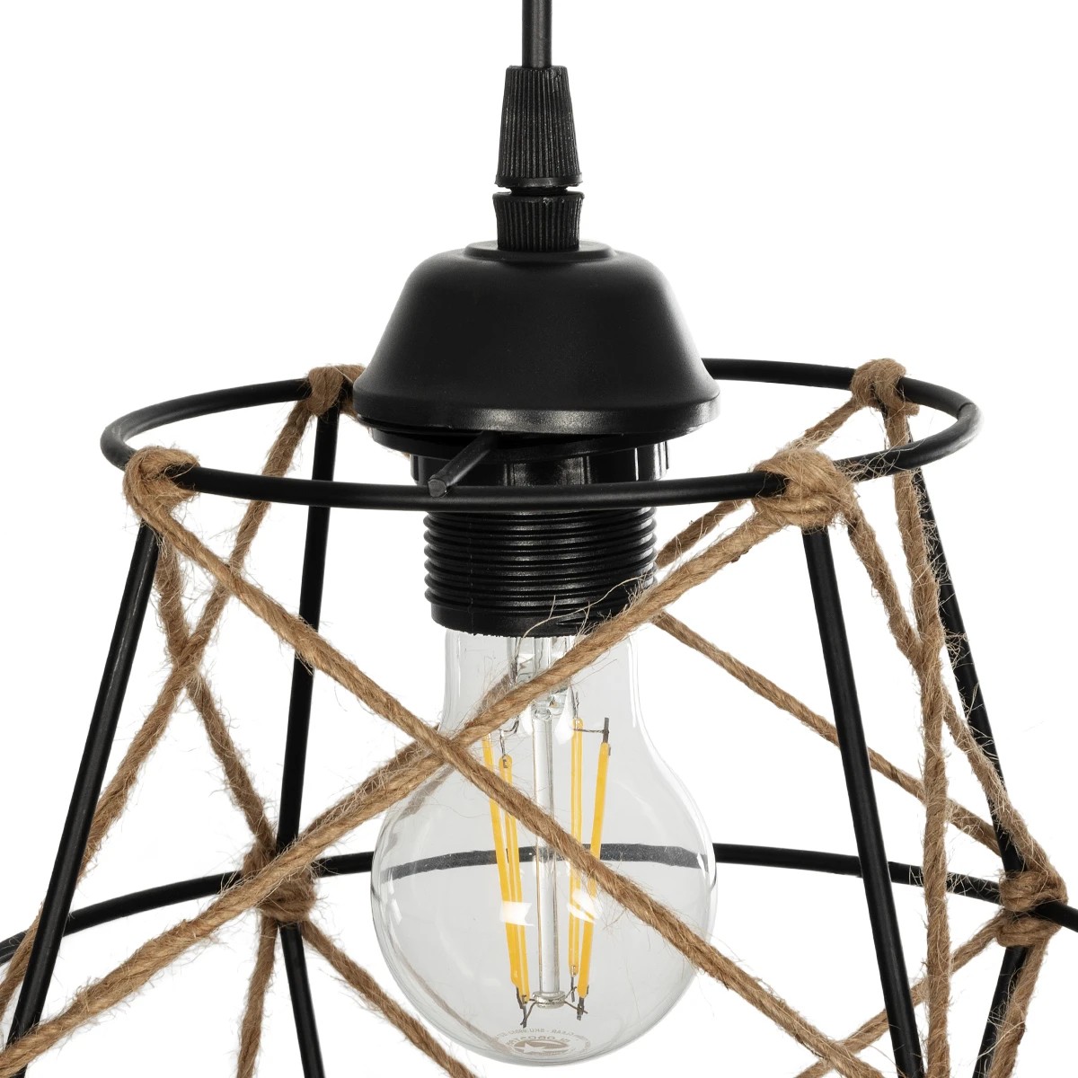 GloboStar® SOLON 201-0088 Vintage Κρεμαστό Φωτιστικό Πλέγμα Μονόφωτο 1 x E27 IP20 Μαύρο Μέταλλο - Μ22 x Π22 x Υ86cm - Image 7