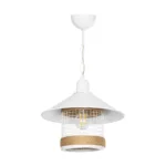 GloboStar® GLORA 201-0089 Vintage Κρεμαστό Φωτιστικό Καμπάνα Μονόφωτο 1 x E27 IP20 Λευκο Μέταλλο - Μ30 x Π30 x Υ54cm - Image 3