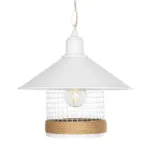 GloboStar® GLORA 201-0089 Vintage Κρεμαστό Φωτιστικό Καμπάνα Μονόφωτο 1 x E27 IP20 Λευκο Μέταλλο - Μ30 x Π30 x Υ54cm - Image 4