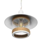 GloboStar® GLORA 201-0089 Vintage Κρεμαστό Φωτιστικό Καμπάνα Μονόφωτο 1 x E27 IP20 Λευκο Μέταλλο - Μ30 x Π30 x Υ54cm - Image 5