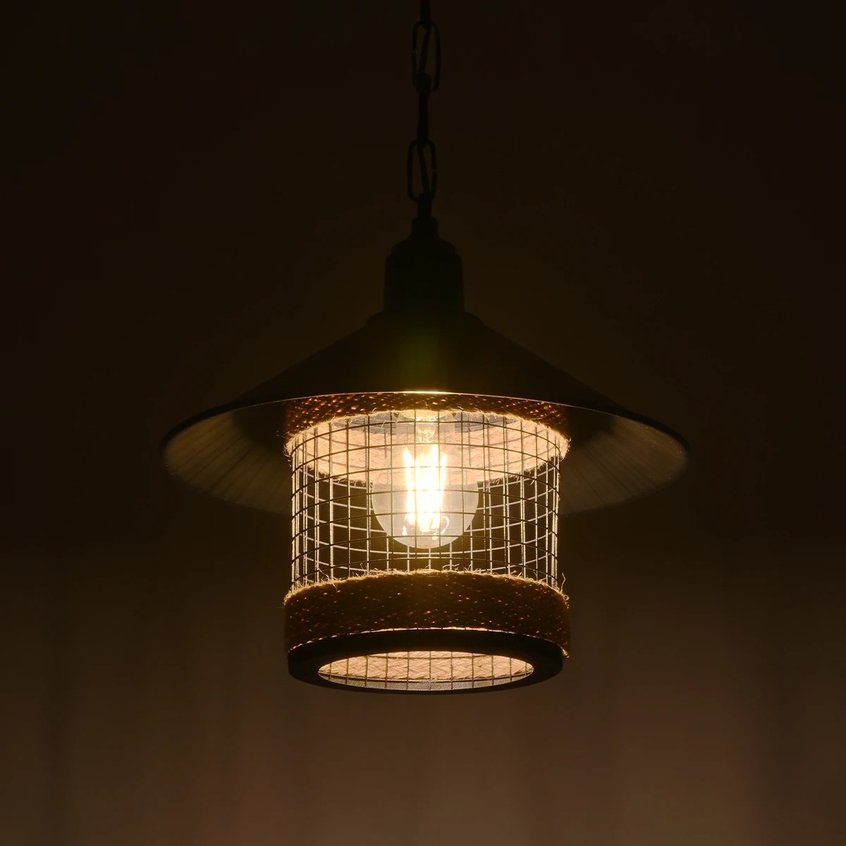 GloboStar® GLORA 201-0090 Vintage Κρεμαστό Φωτιστικό Καμπάνα Μονόφωτο 1 x E27 IP20 Μαύρο Μέταλλο - Μ30 x Π30 x Υ54cm - Image 2