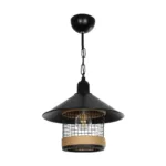 GloboStar® GLORA 201-0090 Vintage Κρεμαστό Φωτιστικό Καμπάνα Μονόφωτο 1 x E27 IP20 Μαύρο Μέταλλο - Μ30 x Π30 x Υ54cm - Image 3