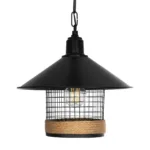 GloboStar® GLORA 201-0090 Vintage Κρεμαστό Φωτιστικό Καμπάνα Μονόφωτο 1 x E27 IP20 Μαύρο Μέταλλο - Μ30 x Π30 x Υ54cm - Image 4