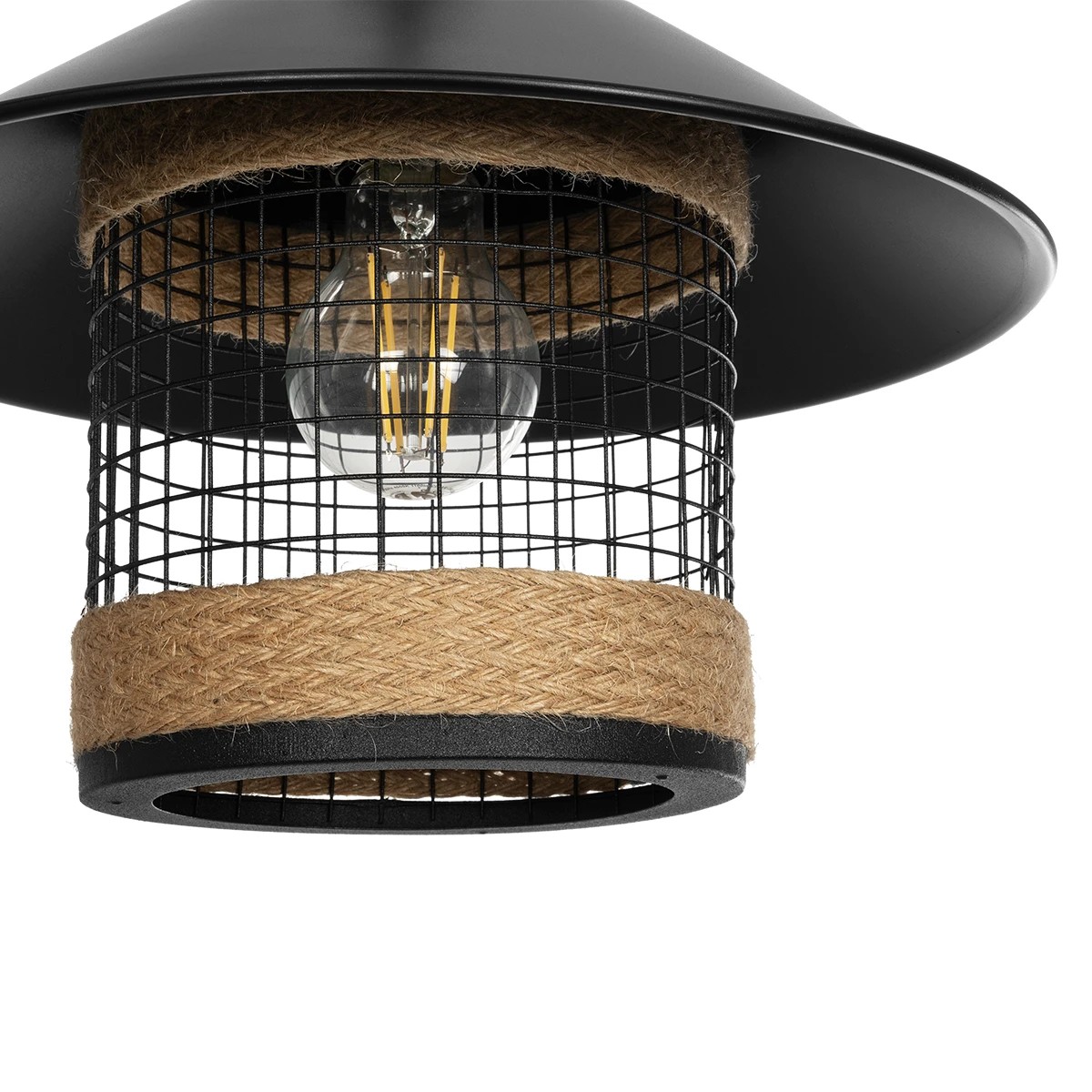 GloboStar® GLORA 201-0090 Vintage Κρεμαστό Φωτιστικό Καμπάνα Μονόφωτο 1 x E27 IP20 Μαύρο Μέταλλο - Μ30 x Π30 x Υ54cm - Image 7