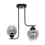 GloboStar® GLOSSA 201-0091 Vintage Κρεμαστό Φωτιστικό Μπάλα Δίφωτο 2 x E27 IP20 Μαύρο Μέταλλο με Φιμέ Γυαλί - Μ30 x Π15 x Υ54cm - Image 3