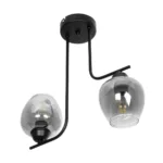 GloboStar® GLOSSA 201-0091 Vintage Κρεμαστό Φωτιστικό Μπάλα Δίφωτο 2 x E27 IP20 Μαύρο Μέταλλο με Φιμέ Γυαλί - Μ30 x Π15 x Υ54cm - Image 4
