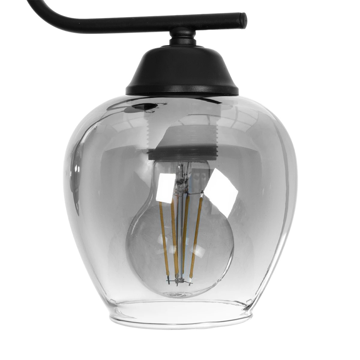 GloboStar® GLOSSA 201-0091 Vintage Κρεμαστό Φωτιστικό Μπάλα Δίφωτο 2 x E27 IP20 Μαύρο Μέταλλο με Φιμέ Γυαλί - Μ30 x Π15 x Υ54cm - Image 6