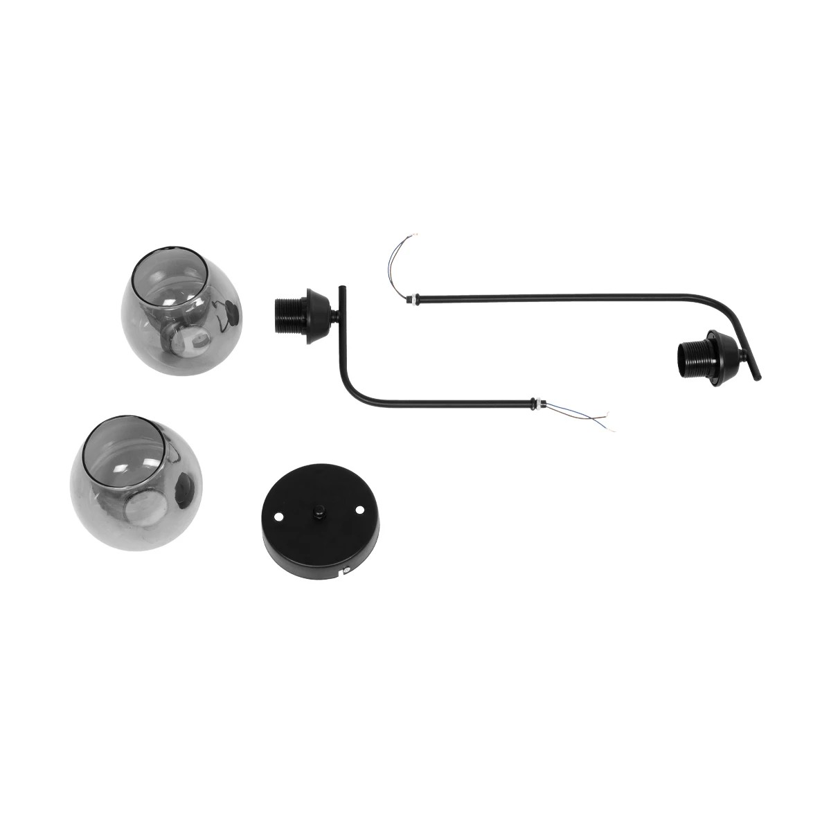 GloboStar® GLOSSA 201-0091 Vintage Κρεμαστό Φωτιστικό Μπάλα Δίφωτο 2 x E27 IP20 Μαύρο Μέταλλο με Φιμέ Γυαλί - Μ30 x Π15 x Υ54cm - Image 8