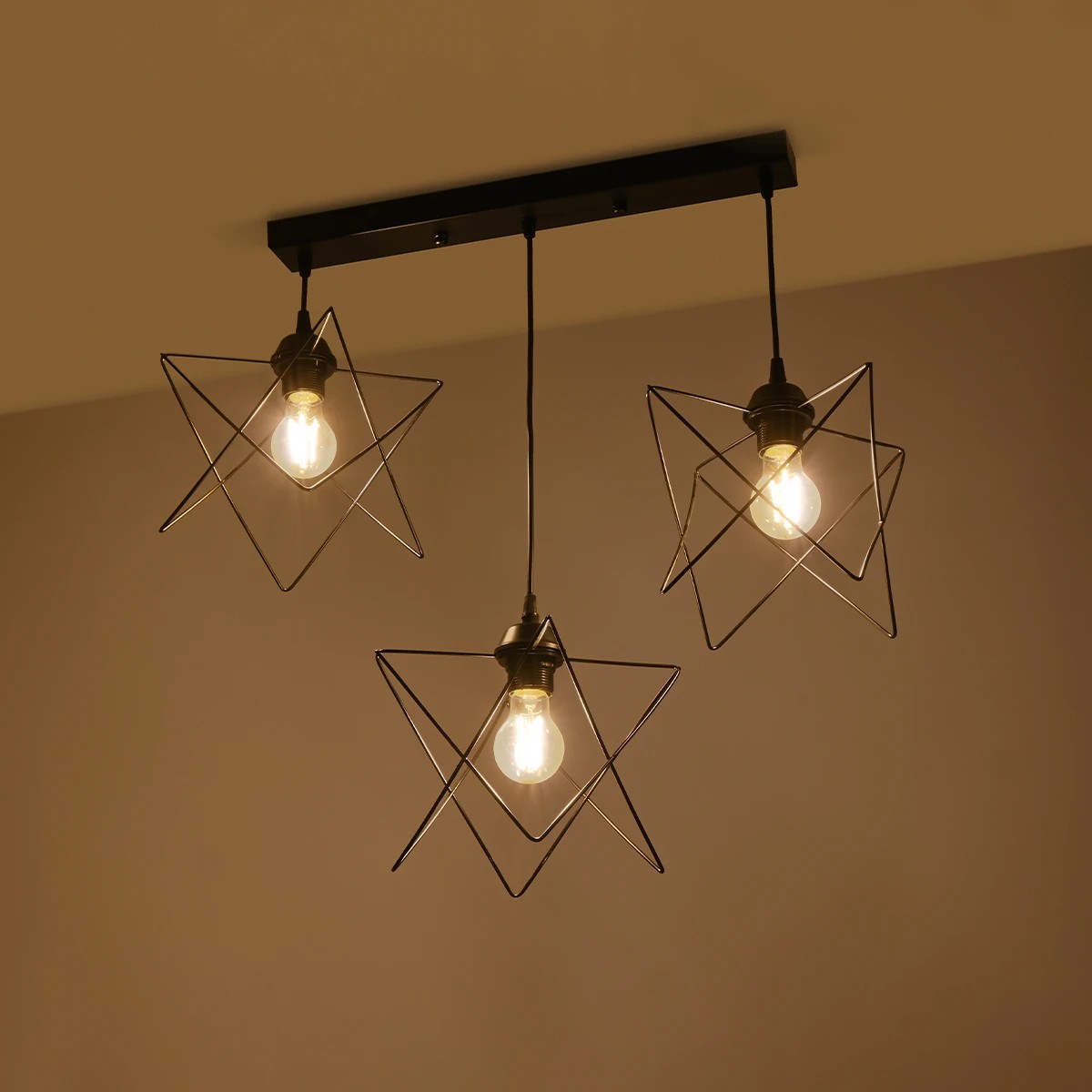 GloboStar® GLIND Vintage 201-0092 Κρεμαστό Φωτιστικό Ράγα Τρίφωτο 3 x E27 IP20 Μαύρο Μέταλλο - Μ55 x Π25 x Υ70cm - Image 2