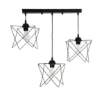 GloboStar® GLIND Vintage 201-0092 Κρεμαστό Φωτιστικό Ράγα Τρίφωτο 3 x E27 IP20 Μαύρο Μέταλλο - Μ55 x Π25 x Υ70cm - Image 3