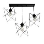 GloboStar® GLIND Vintage 201-0092 Κρεμαστό Φωτιστικό Ράγα Τρίφωτο 3 x E27 IP20 Μαύρο Μέταλλο - Μ55 x Π25 x Υ70cm - Image 4