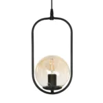 GloboStar® ZENITH 201-0093 Κρεμαστό Φωτιστικό Οροφής Μπάλα Μονόφωτο Vintage 1 x E27 IP20 Μαύρο Μέταλλο με Μελί Γυαλί - Μ17 x Π17 x Υ70cm - Image 3