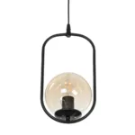 GloboStar® ZENITH 201-0093 Κρεμαστό Φωτιστικό Οροφής Μπάλα Μονόφωτο Vintage 1 x E27 IP20 Μαύρο Μέταλλο με Μελί Γυαλί - Μ17 x Π17 x Υ70cm - Image 4