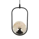 GloboStar® ZENITH 201-0093 Κρεμαστό Φωτιστικό Οροφής Μπάλα Μονόφωτο Vintage 1 x E27 IP20 Μαύρο Μέταλλο με Μελί Γυαλί - Μ17 x Π17 x Υ70cm - Image 5