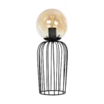 GloboStar® ZENITH 201-0094 Vintage Επιτραπέζιο Φωτιστικό Μπάλα Μονόφωτο 1 x E27 IP20 Μαύρο Μέταλλο με Μελί Γυαλί - Μ16 x Π16 x Υ46cm - Image 3