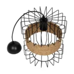 GloboStar® ORB 201-0096 Vintage Κρεμαστό Φωτιστικό Πλέγμα Μονόφωτο 1 x E27 IP20 Μαύρο Μέταλλο με Μπεζ Σχοινί - Μ28 x Π28 x Υ80cm - Image 10