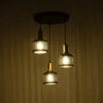 GloboStar® RADIANT 201-0097 Vintage Κρεμαστό Φωτιστικό Πλέγμα Τρίφωτο 3 x E27 IP20 Μαύρο & Χρυσό Μέταλλο - Μ30 x Π30 x Υ80cm - Image 2