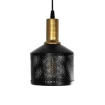 GloboStar® RADIANT 201-0097 Vintage Κρεμαστό Φωτιστικό Πλέγμα Τρίφωτο 3 x E27 IP20 Μαύρο & Χρυσό Μέταλλο - Μ30 x Π30 x Υ80cm - Image 6