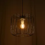 GloboStar® FLAMIA 201-0099 Vintage Κρεμαστό Φωτιστικό Πλέγμα Μονόφωτο 1 x E27 IP20 Μαύρο Μέταλλο - Μ25 x Π25 x Υ80cm - Image 2