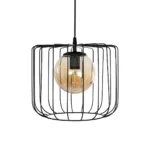 GloboStar® FLAMIA 201-0099 Vintage Κρεμαστό Φωτιστικό Πλέγμα Μονόφωτο 1 x E27 IP20 Μαύρο Μέταλλο - Μ25 x Π25 x Υ80cm - Image 4