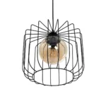 GloboStar® FLAMIA 201-0099 Vintage Κρεμαστό Φωτιστικό Πλέγμα Μονόφωτο 1 x E27 IP20 Μαύρο Μέταλλο - Μ25 x Π25 x Υ80cm - Image 5