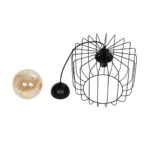 GloboStar® FLAMIA 201-0099 Vintage Κρεμαστό Φωτιστικό Πλέγμα Μονόφωτο 1 x E27 IP20 Μαύρο Μέταλλο - Μ25 x Π25 x Υ80cm - Image 9