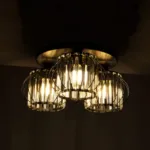 GloboStar® ILLUME 201-0100 Vintage Φωτιστικό Οροφής Κρύσταλλα Τρίφωτο 3 x E27 IP20 Μαύρο & Χρυσό Μέταλλο με Διάφανο Γυαλί - Μ35 x Π35 x Υ40cm - Image 2