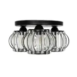 GloboStar® ILLUME 201-0100 Vintage Φωτιστικό Οροφής Κρύσταλλα Τρίφωτο 3 x E27 IP20 Μαύρο & Χρυσό Μέταλλο με Διάφανο Γυαλί - Μ35 x Π35 x Υ40cm - Image 3