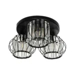 GloboStar® ILLUME 201-0100 Vintage Φωτιστικό Οροφής Κρύσταλλα Τρίφωτο 3 x E27 IP20 Μαύρο & Χρυσό Μέταλλο με Διάφανο Γυαλί - Μ35 x Π35 x Υ40cm - Image 4