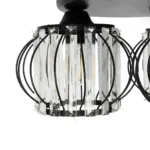 GloboStar® ILLUME 201-0100 Vintage Φωτιστικό Οροφής Κρύσταλλα Τρίφωτο 3 x E27 IP20 Μαύρο & Χρυσό Μέταλλο με Διάφανο Γυαλί - Μ35 x Π35 x Υ40cm - Image 5