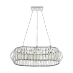 GloboStar® RAZIA 201-0101 Vintage Κρεμαστό Φωτιστικό Κρύσταλλα Τρίφωτο 3 x E27 IP20 Ασημί Μέταλλο με Διάφανο Γυαλί - Μ60 x Π40 x Υ70cm - Image 4