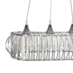GloboStar® RAZIA 201-0101 Vintage Κρεμαστό Φωτιστικό Κρύσταλλα Τρίφωτο 3 x E27 IP20 Ασημί Μέταλλο με Διάφανο Γυαλί - Μ60 x Π40 x Υ70cm - Image 7