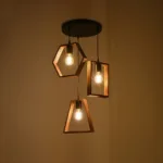 GloboStar® EMBER 201-0102 Vintage Κρεμαστό Φωτιστικό Φιγούρα Τρίφωτο 3 x E27 IP20 Μαύρο Μέταλλο με Καρυδί Ξύλο - Μ35 x Π40 x Υ70cm - Image 2