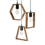 GloboStar® EMBER 201-0102 Vintage Κρεμαστό Φωτιστικό Φιγούρα Τρίφωτο 3 x E27 IP20 Μαύρο Μέταλλο με Καρυδί Ξύλο - Μ35 x Π40 x Υ70cm - Image 6