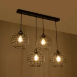GloboStar® PULSAR 201-0103 Vintage Κρεμαστό Φωτιστικό Ράγα Πολύφωτο 4 x E27 IP20 Μαύρο Μέταλλο - Μ70 x Π20 x Υ80cm - Image 2