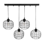 GloboStar® PULSAR 201-0103 Vintage Κρεμαστό Φωτιστικό Ράγα Πολύφωτο 4 x E27 IP20 Μαύρο Μέταλλο - Μ70 x Π20 x Υ80cm - Image 3