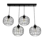 GloboStar® PULSAR 201-0103 Vintage Κρεμαστό Φωτιστικό Ράγα Πολύφωτο 4 x E27 IP20 Μαύρο Μέταλλο - Μ70 x Π20 x Υ80cm - Image 4