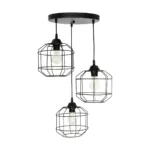 GloboStar® RAYNO 201-0108 Vintage Κρεμαστό Φωτιστικό Πλέγμα Τρίφωτο 3 x E27 IP20 Μαύρο Μέταλλο - Μ40 x Π40 x Υ60cm - Image 3