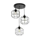 GloboStar® RAYNO 201-0108 Vintage Κρεμαστό Φωτιστικό Πλέγμα Τρίφωτο 3 x E27 IP20 Μαύρο Μέταλλο - Μ40 x Π40 x Υ60cm - Image 4