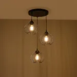 GloboStar® FLAMIA 201-0109 Vintage Κρεμαστό Φωτιστικό Πλέγμα Τρίφωτο 3 x E27 IP20 Μαύρο Μέταλλο - Μ40 x Π40 x Υ60cm - Image 2