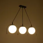 GloboStar® FLASHO 201-0111 Vintage Κρεμαστό Φωτιστικό Οροφής Ράγα Τρίφωτο 3 x E27 IP20 Μαύρο Μέταλλο με Γαλακτερό Γυαλί - Μ50 x Π25 x Υ70cm - Image 2