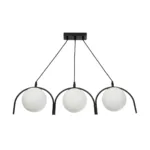 GloboStar® FLASHO 201-0111 Vintage Κρεμαστό Φωτιστικό Οροφής Ράγα Τρίφωτο 3 x E27 IP20 Μαύρο Μέταλλο με Γαλακτερό Γυαλί - Μ50 x Π25 x Υ70cm - Image 4