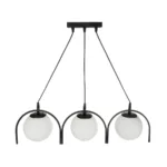 GloboStar® FLASHO 201-0111 Vintage Κρεμαστό Φωτιστικό Οροφής Ράγα Τρίφωτο 3 x E27 IP20 Μαύρο Μέταλλο με Γαλακτερό Γυαλί - Μ50 x Π25 x Υ70cm - Image 5